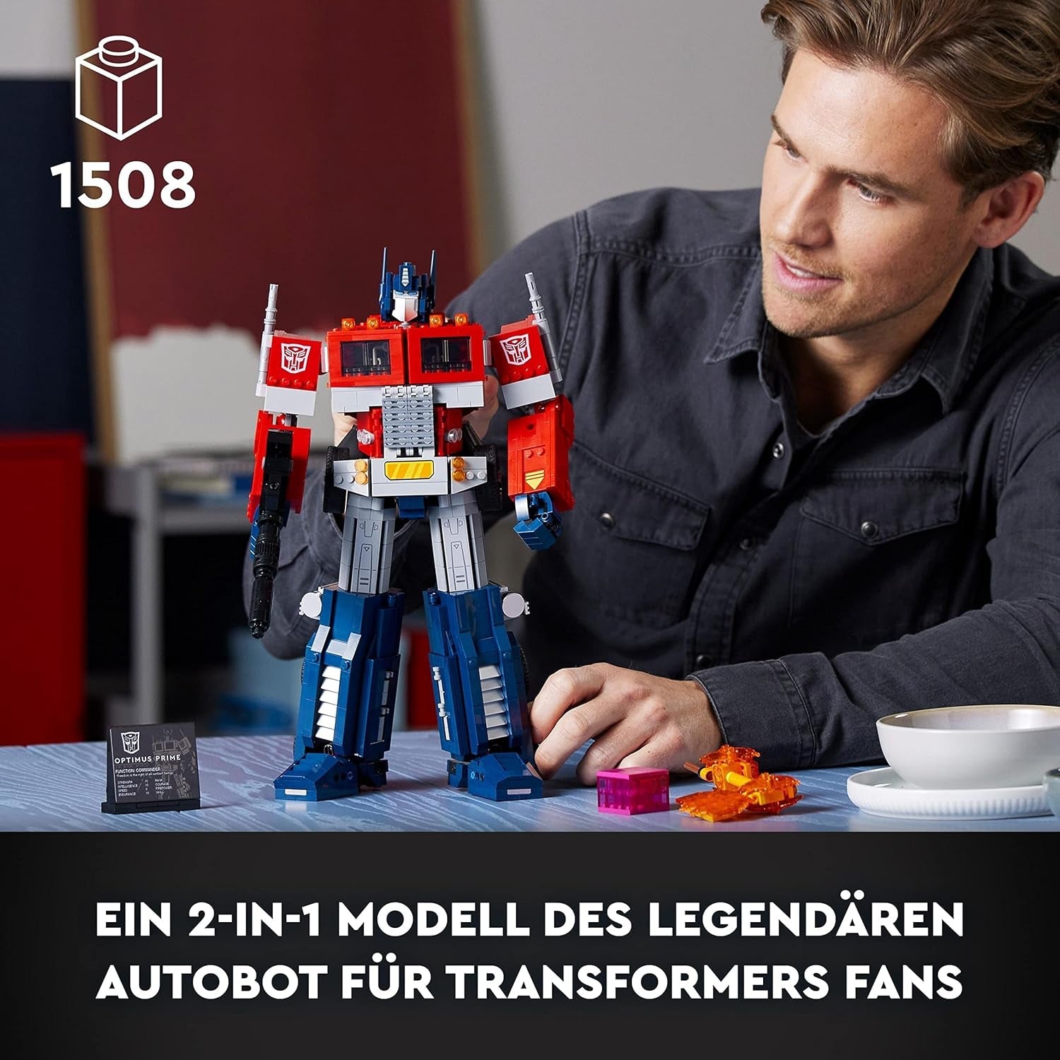 LEGO 10302 Ikoner Optimus Prime Sæt, 2-i-1 robotfigur- og modellastbil, Transformers Legetøjsmodelsæt til voksne, fødselsdags- eller julegave til mænd, kvinder, hende og ham byggesæt Besuche den LEGO-Store