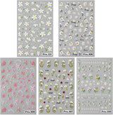 5 stk Geprägte Gänseblümchen Nagelsticker Selbstklebend Blumen Nagelaufkleber Gänseblümchen Schmetterling Nagel Sticker Nageldesign Aufkleber Nägel Zubehör Blume Nail Sticker Flower Nail Art Stickers
