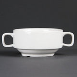 Olympia Whiteware suppeskåle med håndtag 400ml (6 stk.) - Tåler ovn, mikroovn, fryser og opvaskemaskine C239