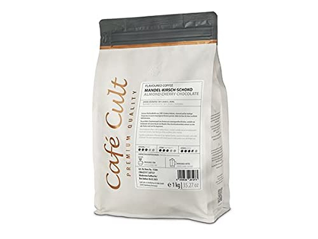 NY "Mandel-kirsebær-chokolade" kaffe i 1 kg pose, med smag af hele bønne