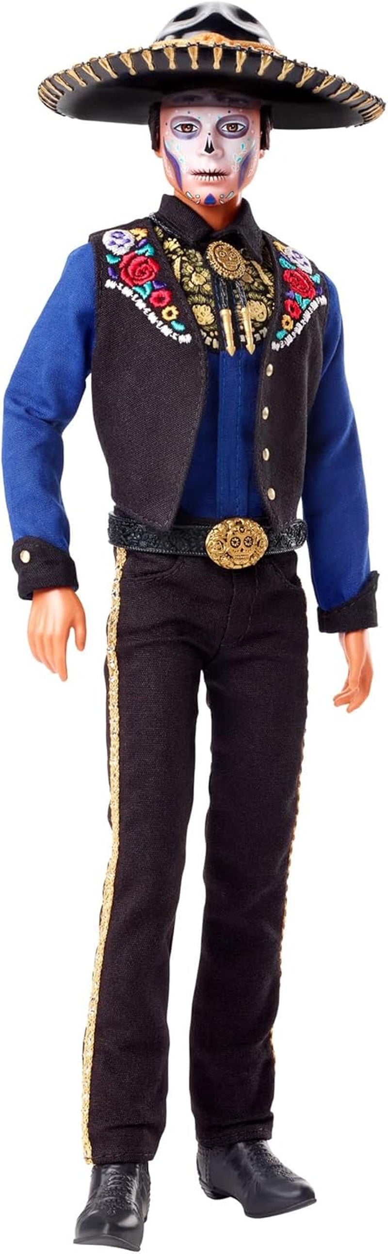 Ken Barbie 2022 Día De Muertos dukke med skjorte, vest og sombrero, Calavera ansigtsmaling, gave til samlere