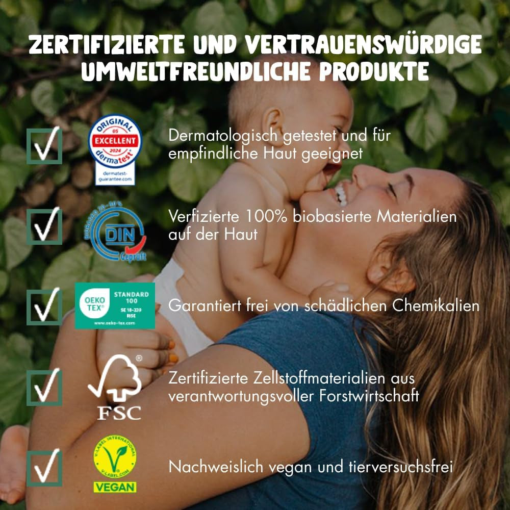 Eco Diapers Eco fra Naty Baby Eco Diapers - premium økologiske bleer, miljøvenlige, lavet af plantebaserede materialer, ideel til følsom babyhud (størrelse 5 - 80 stk.)