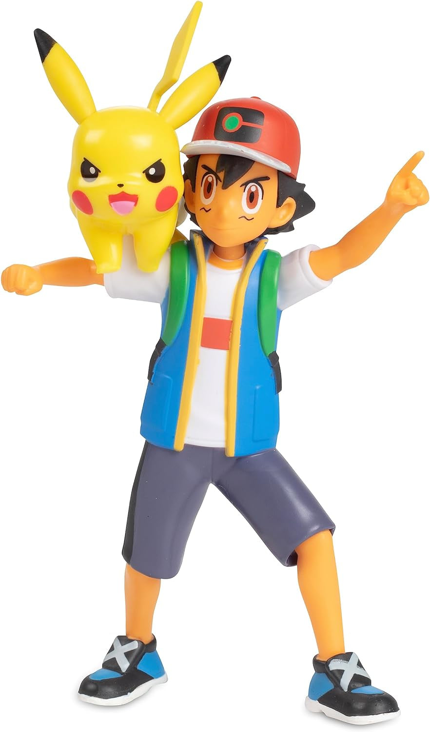 Pokémon Battle klar! Figursæt med 6 dele - 11,4 Cm Ash & Launching Pikachu, 5,1 Cm Charmander, Rowlet, Piplup, Zorua - Officielt licenseret - Påskegave til børn, drenge, piger Actionfigurer Naty Shop