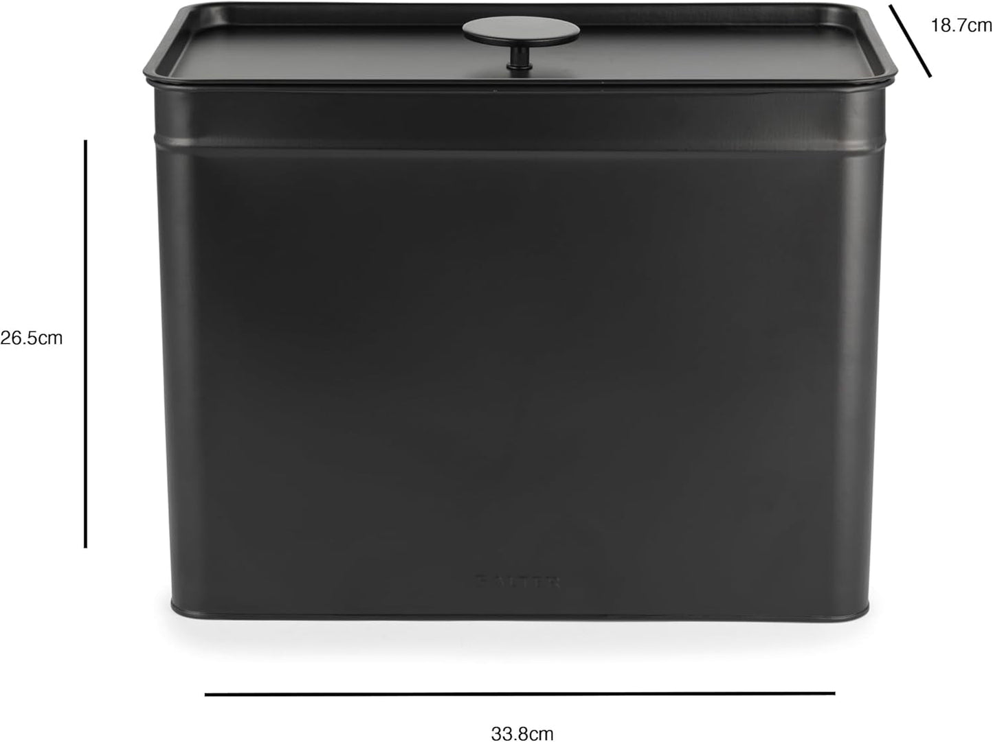 Salter BW12614EU7 Kuro Opbevaringsboks Sæt - 4 køkkenbeholdere Brød/te/kaffe/sukker Firkantede organiseringsæsker Let at rengøre Hold mad frisk Sort madopbevaringsbokse Naty Shop