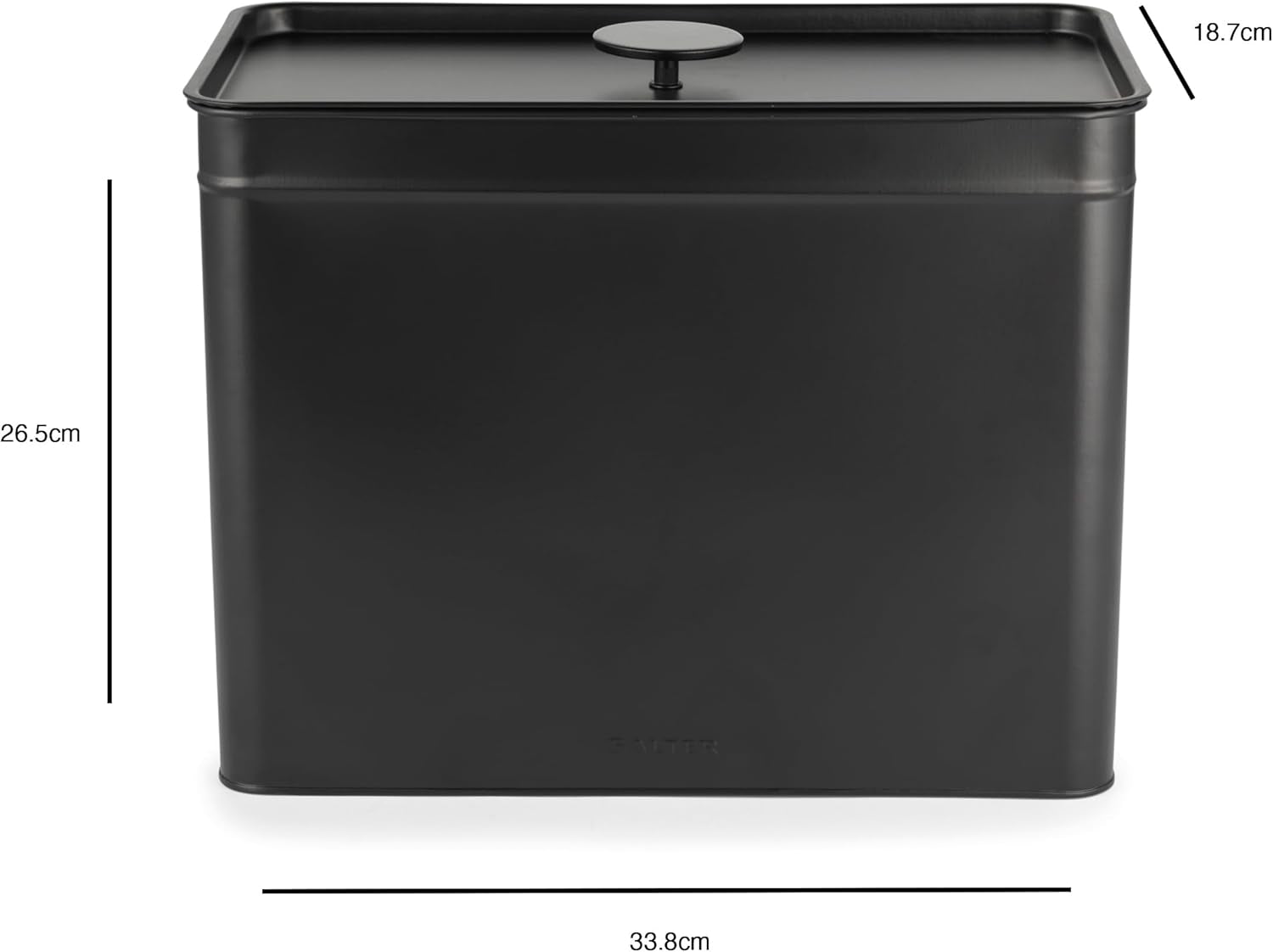 Salter BW12614EU7 Kuro Opbevaringsboks Sæt - 4 køkkenbeholdere Brød/te/kaffe/sukker Firkantede organiseringsæsker Let at rengøre Hold mad frisk Sort madopbevaringsbokse Naty Shop