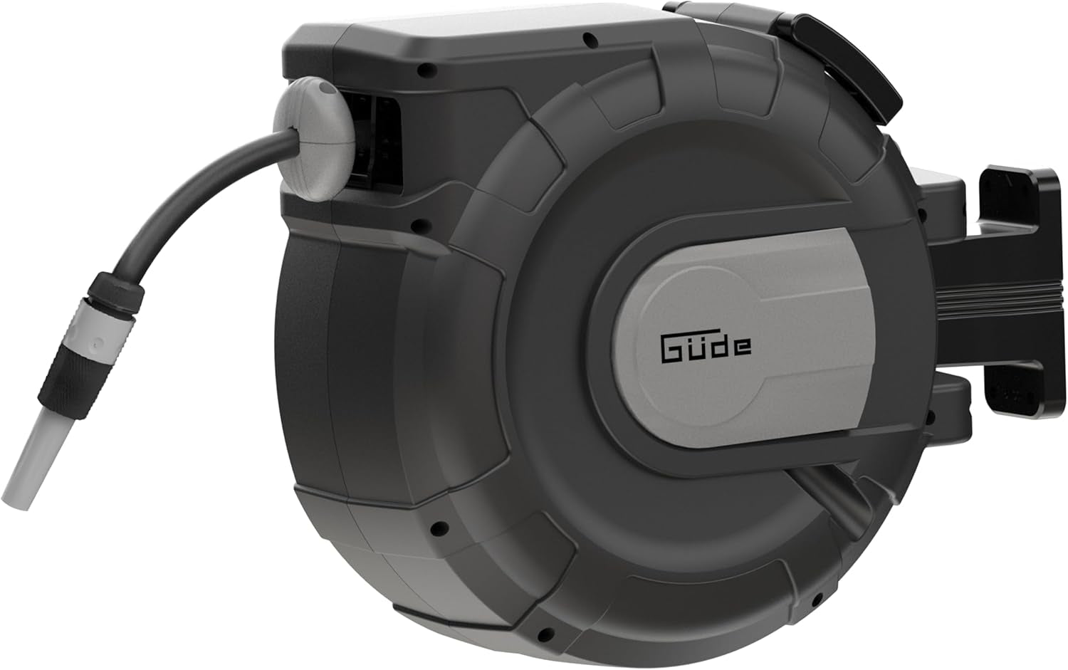 Automatisk slangetromle Güde 20-2-2 1/2 (til vægmontering, 180° rotation, 20 m slange, vandspray, vægbeslag, automatisk tilbagetrækning, tilbagetrækningsstop, transporthåndtag, 2 lynkoblinger)