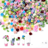 300 Stück Niedlich Blume Nail Charms, 3D Resin Blomster Camelie Rose Nägel Charms Mit Perle, Gemischt Größe Bunte Flower Nägel Deko Für Frauen Nail Art Zubehör
