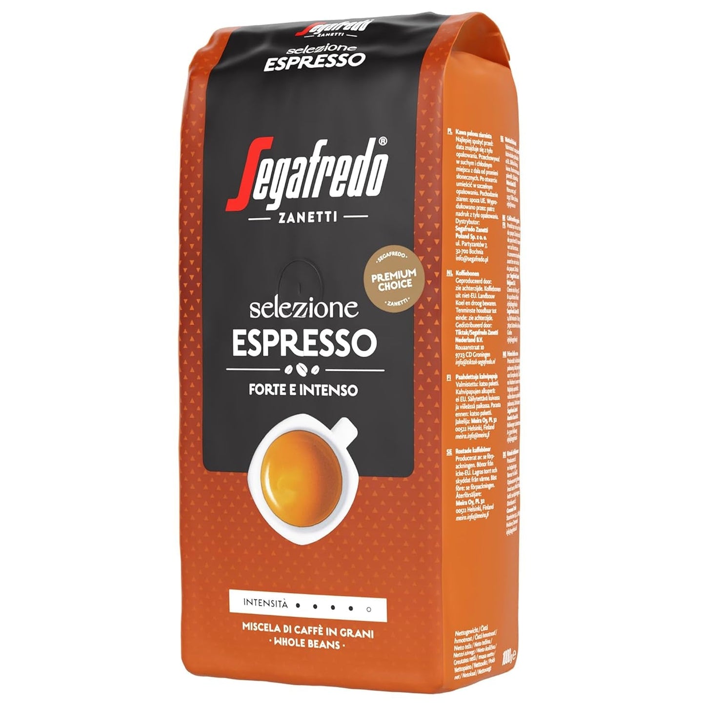 Segafredo Zanetti Selezione Espresso - Hel bønne (1 kg pakke) - Velegnet til alle italienske kaffespecialiteter - Mellem til mørk ristet, stærk og intens smag