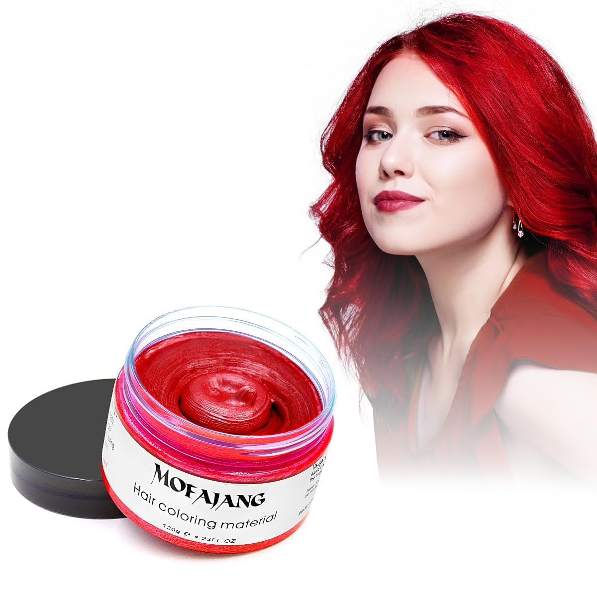 Midlertidig hårfarve, 4,23 ounce farvevoks til mænd, kvinder, vaskbar naturlig farve pomade, øjeblikkelig hårfarve til fest, cosplay, Halloween (rød) Naty Shop hårfarve rød 120 g (1 pakke)