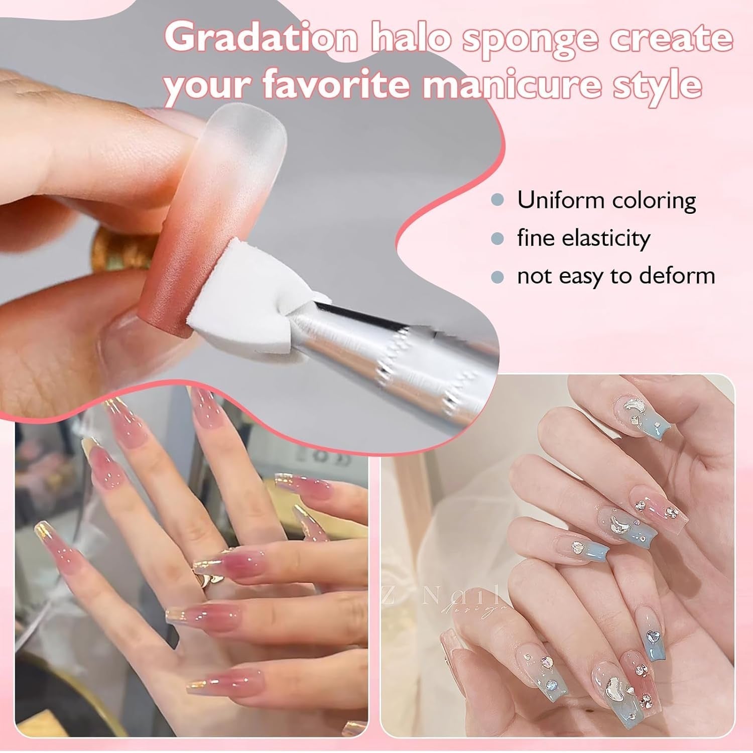 200 Stück Nail Art Schwamm Mit Metallgreifer,Nagelkunst Rendering Werkzeuge Mit Greifer,Sponge Nagel Pinsel,Nageldesign Tilbehør til Nail Art Rendering