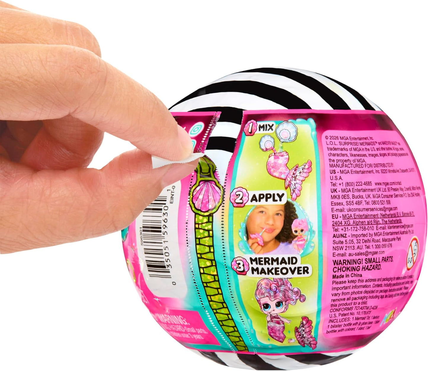 LOL overraskelse! Mermaids Makeover Magic Tots - Ægte lipgloss for dig og din dukke at lave selv, blande og skabe makeup, Sjov vandleg, 6 dukker at samle - Alders 4+
