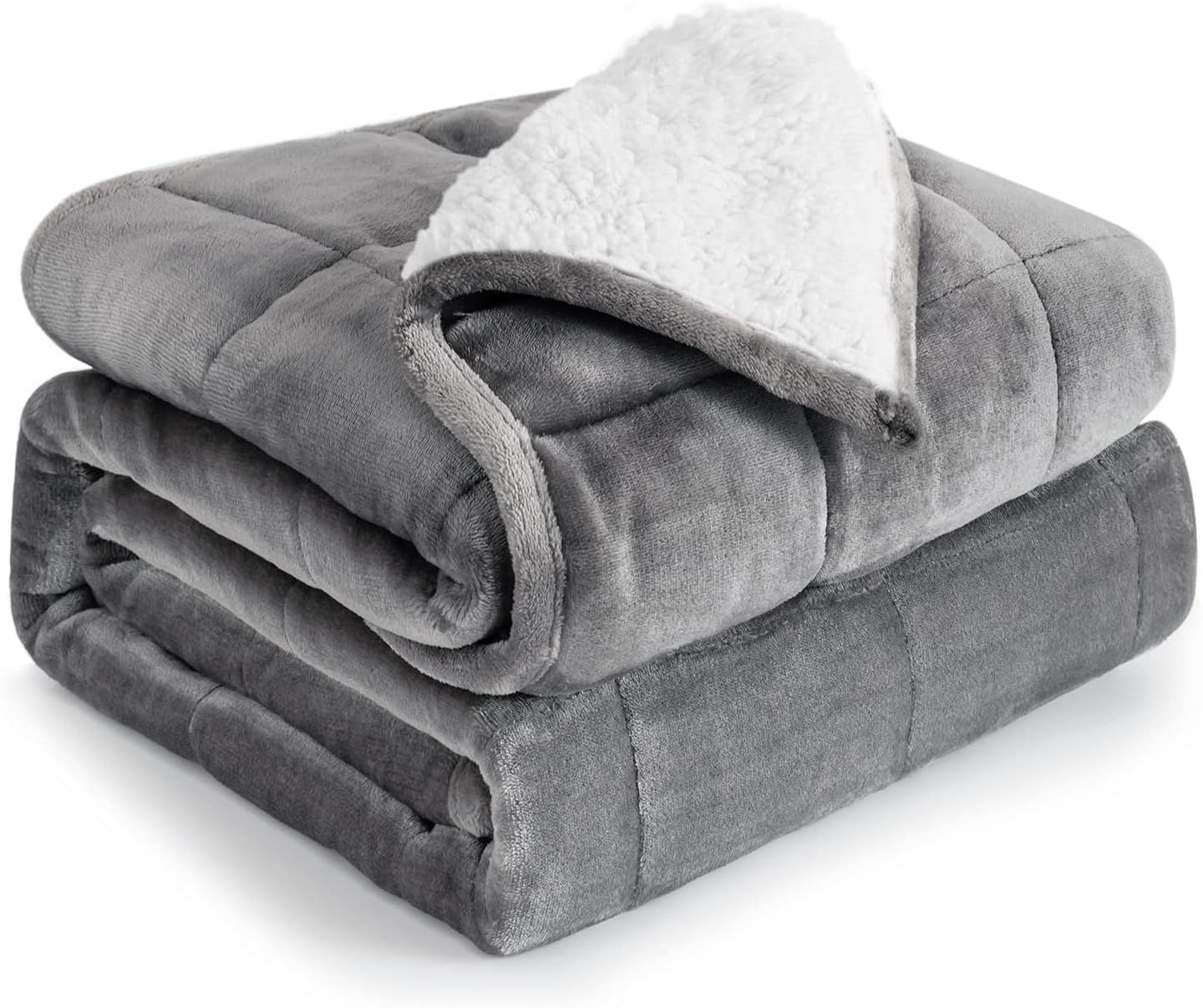 Bomuldsblå vægtet tæppe 6,8 kg Queen Size flannel Shaggy Sherpa vægtet tæppe til voksne Komfortable vægtede tæpper til at berolige og slappe af tunge dyner 152,4 X 203,2 Naty Shop dyner & dyner Hvid/grå 60 X 80 15 Lb