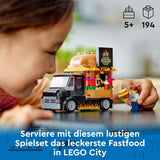 LEGO City Burger Truck Byggesæt med Legetøjsbil til 5-årige, Food Truck Minifigur og tilbehør, Sjov gave til drenge og piger 60404 Byggesæt Besuche den LEGO-Store