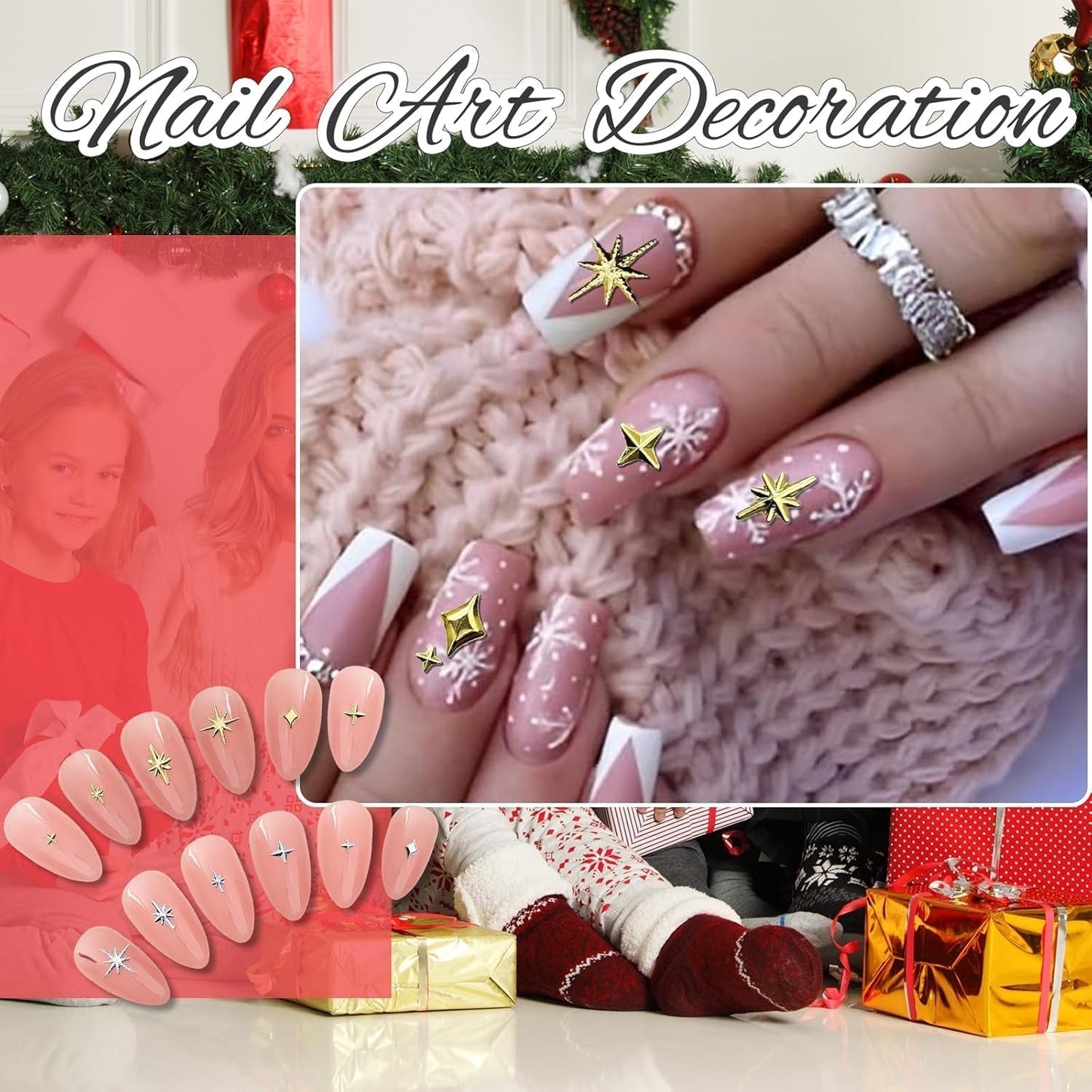 400 stk Stern Nail Charms Guld Sølv, Charms Nägel Tilbehør, Nagel Deko, Nail Art Tilbehør, Nagel Charms, Nagel Steine, Nail Design, Charms Für Nägel