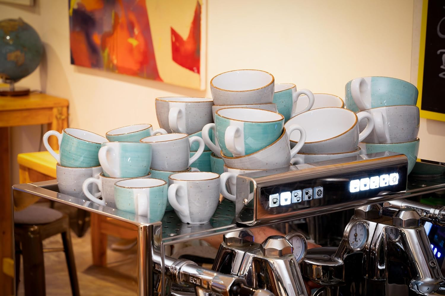 Creatable 34042 Vintage Nature Aqua Series 8-delt servisesæt til 4 porcelæn kaffekopsæt Tåler opvaskemaskine og mikroovn fremstillet i Europa