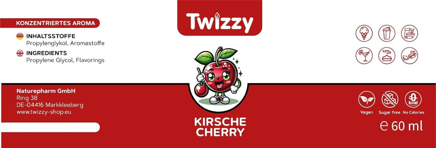 Twizzy Cherry mad smag - 60 ml - Intens smag - Ideel til bagning Aromas Naty Shop