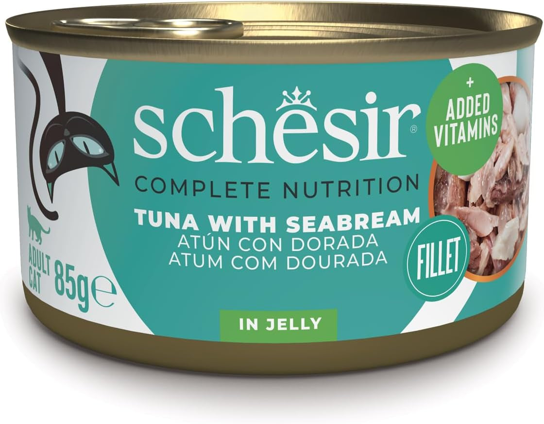 Tun med gylden gelé, våd kattefoder, dåse, 100% naturlig, tilsat vitaminer, 12 x 85g