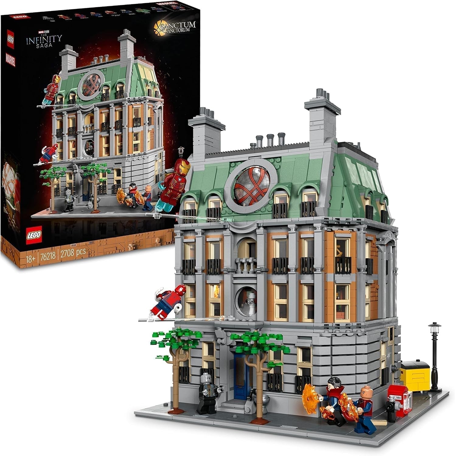 LEGO Marvel Sanctum Sanctorum 3-trins modulbyggesæt med Doctor Strange og Iron Man minifigurer Avengers: Endgame Toy House Fan Samlerobjekt Great Room Decor 76218 Byggesæt Besuche den LEGO-Store Single