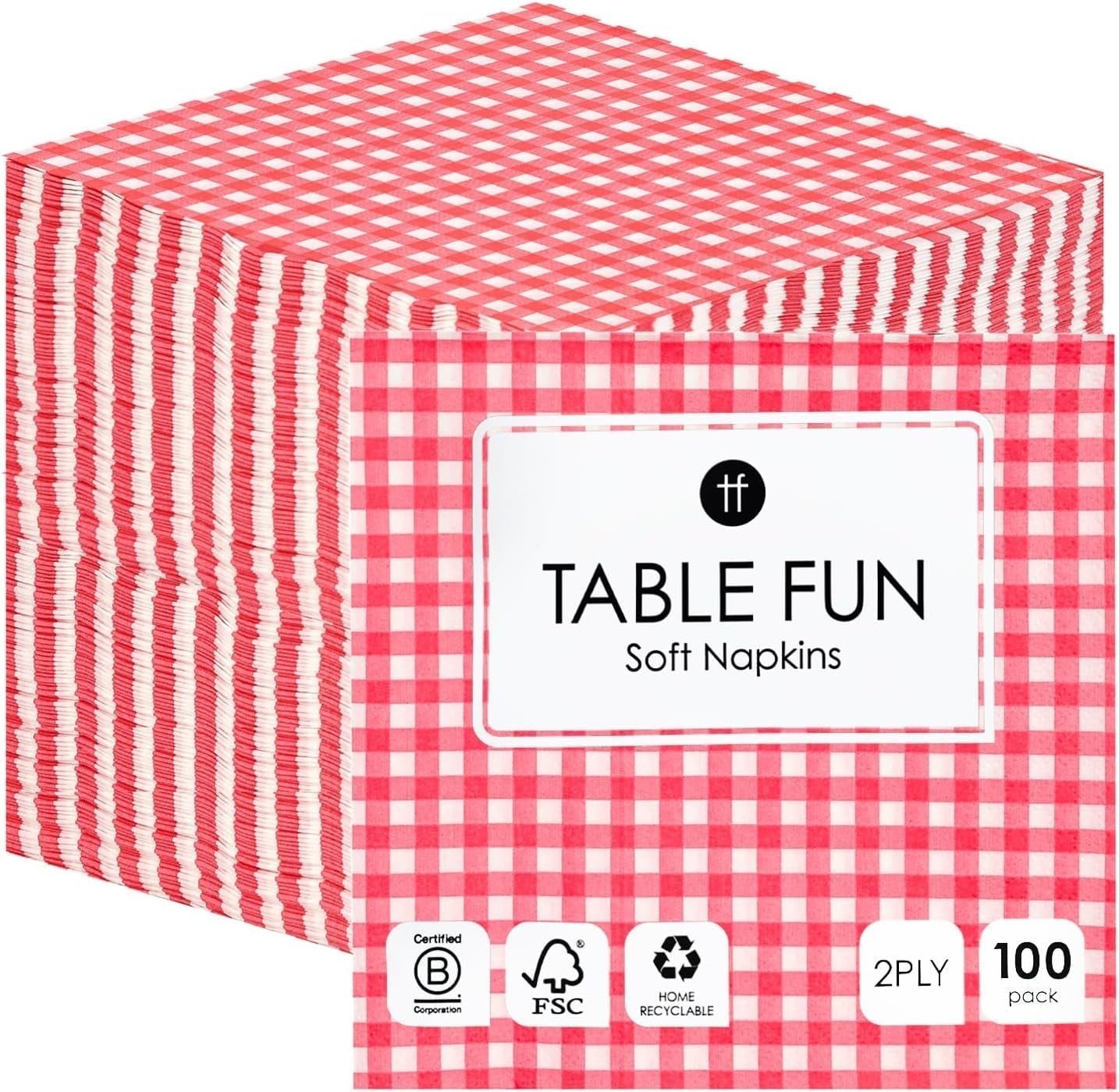 Taleborde 100 X Bulk Pack Rødt mønster Blødt papirservietter Engangsservietter til fødselsdage Bryllup Bordservice Julecatering lavet i EU 2-lags 33 cm