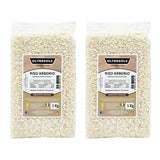 Artisanal italiensk Arborio-ris, storkornet og stivelsesholdige ris, ideel til supper, risottoer og rissalater, vakuumpakket i 2 1 kg poser
