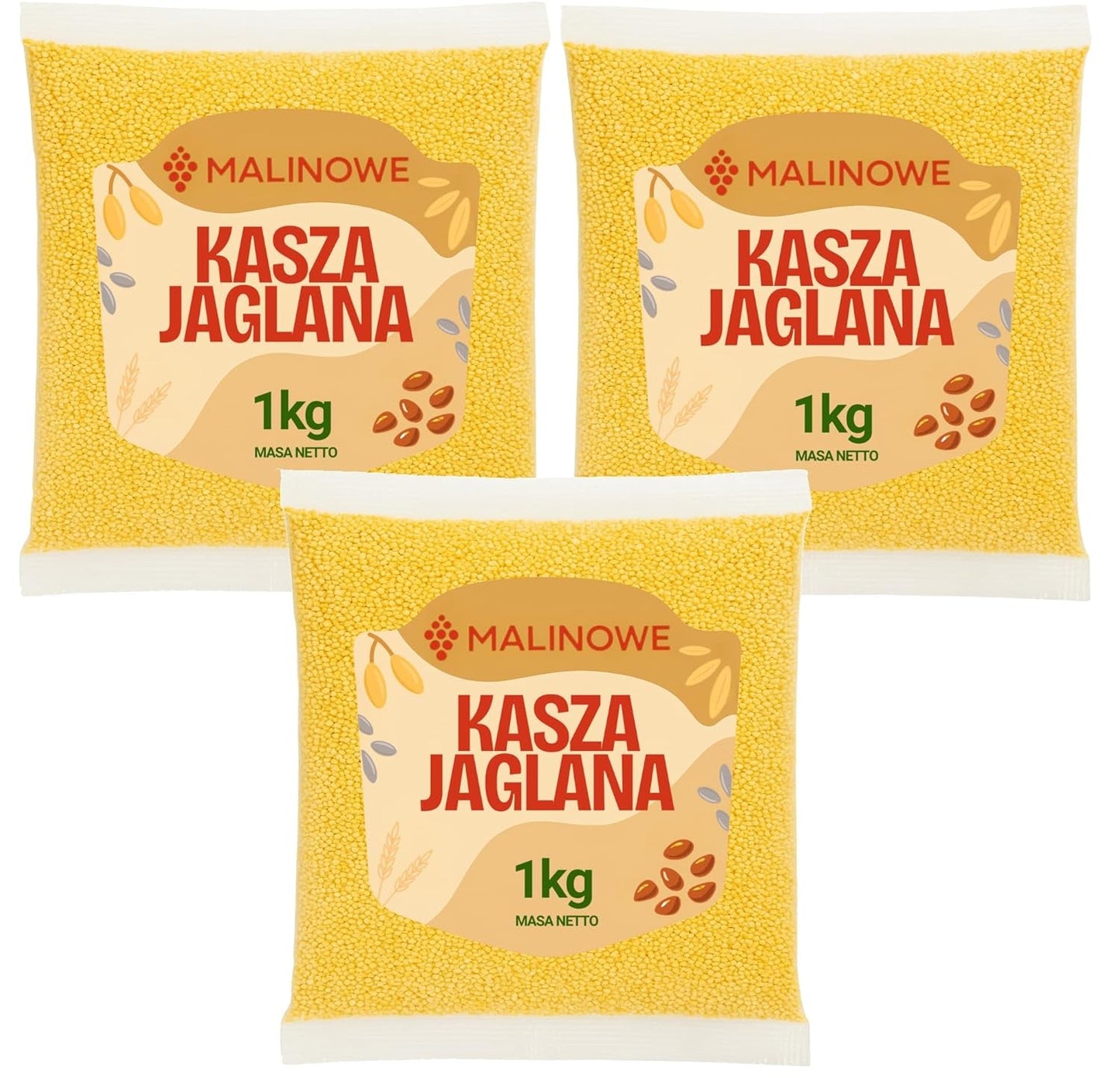 Hirsegryn, helt naturlig, førsteklasses kvalitet, 3 x 1 kg