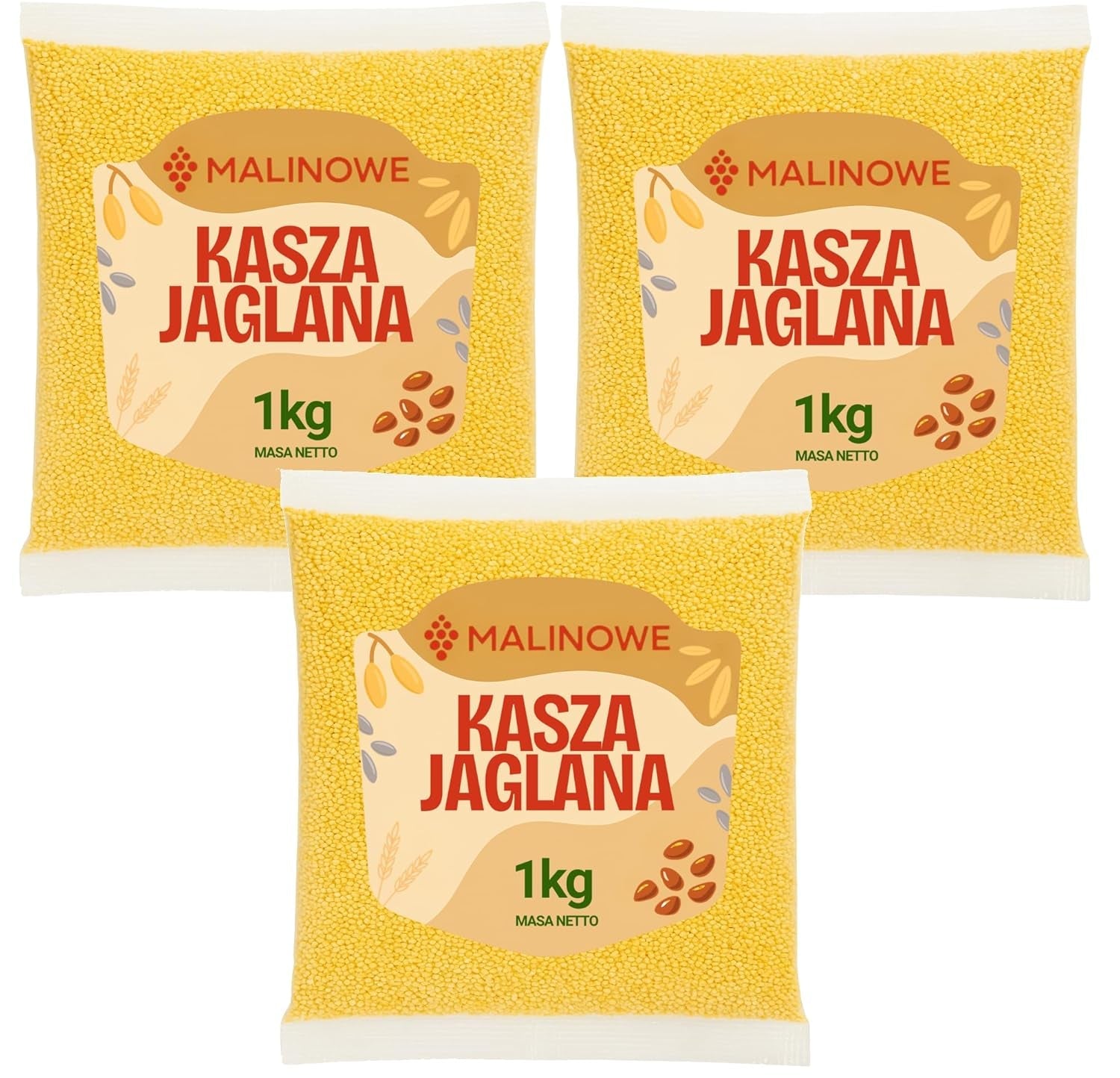 Hirsegryn, helt naturlig, førsteklasses kvalitet, 3 x 1 kg