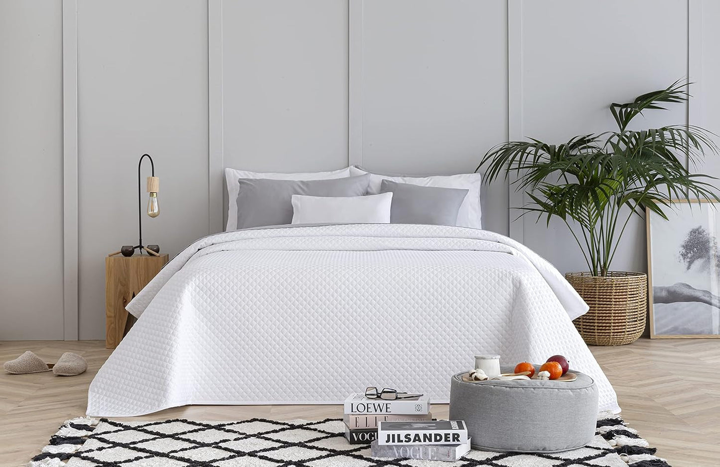 Todocama Fine Boutique sengetæppe med diamantmønster Forår Sommer Efterår Vinter 100 % Ekstra blødt Microfiber Multifunktionelt Sengetæppe 105-200 X 260 cm Beige Senge og Tæpper Besuche den Todocama-Store Hvid Cama 80/90 - 180X260Cm