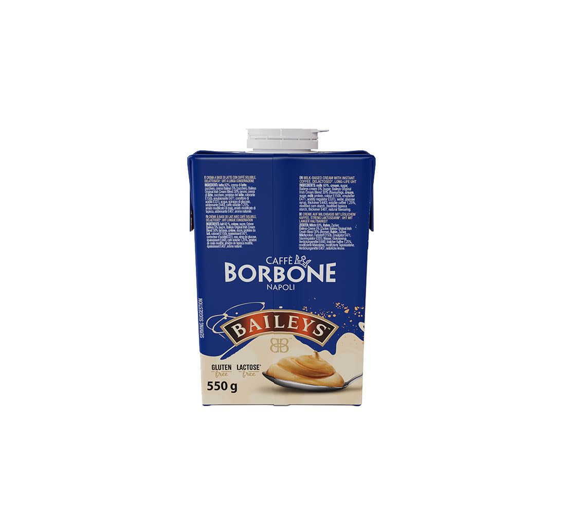 Caffè Borbone Baileys Kaffeecreme - Creme auf Milchbasis med lactosefriem, løslichem Kaffee, med Baileys - lactose- og glutenfrei - 550-Gramm-Kartonpackung