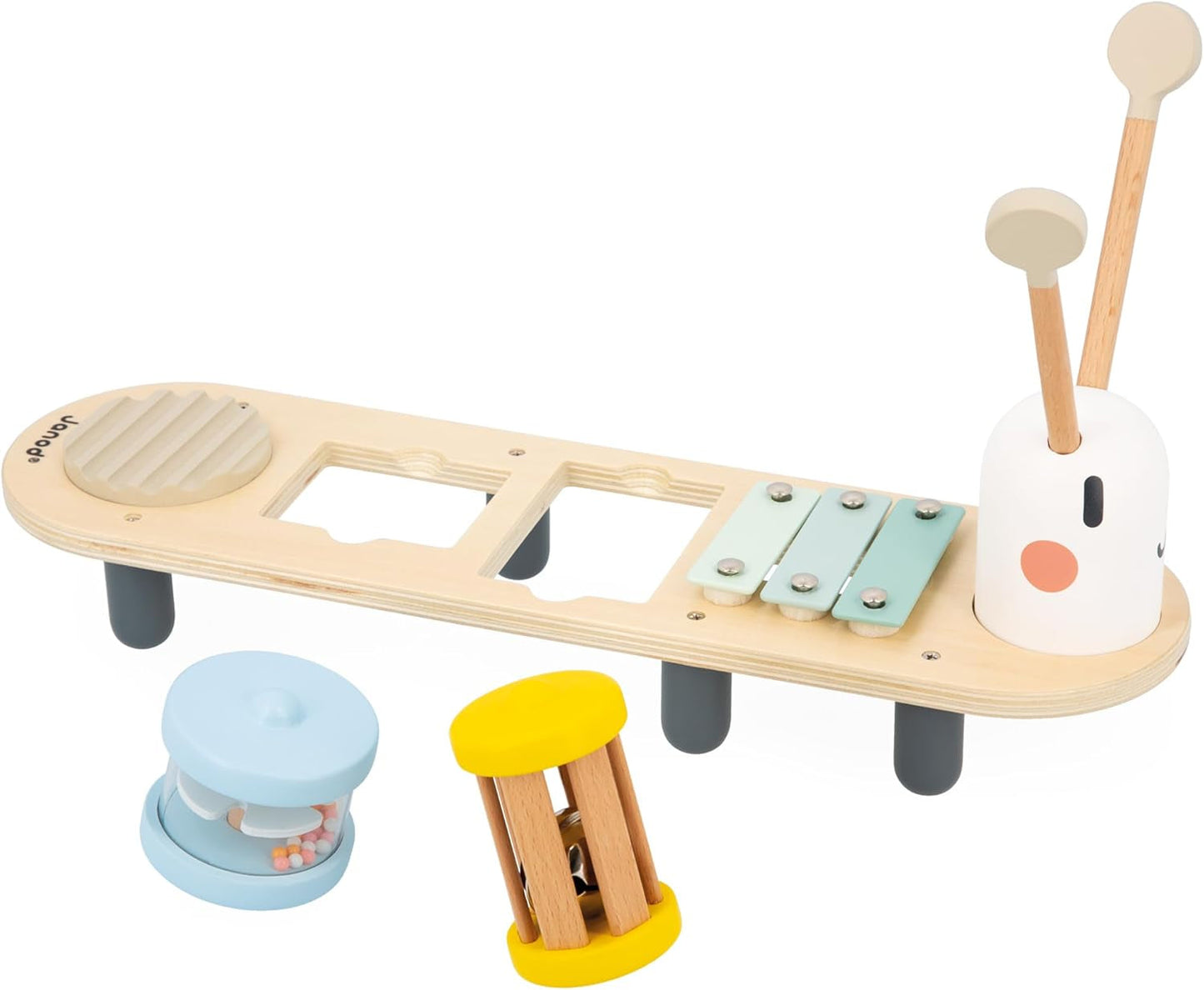 Janod - Sweet Cocoon musiknumre - 5 musikalske aktiviteter for børn - Tidlig musikalsk uddannelse - FSC trælegetøj - Fra 12 måneder, J04058 Baby Toys Naty Shop
