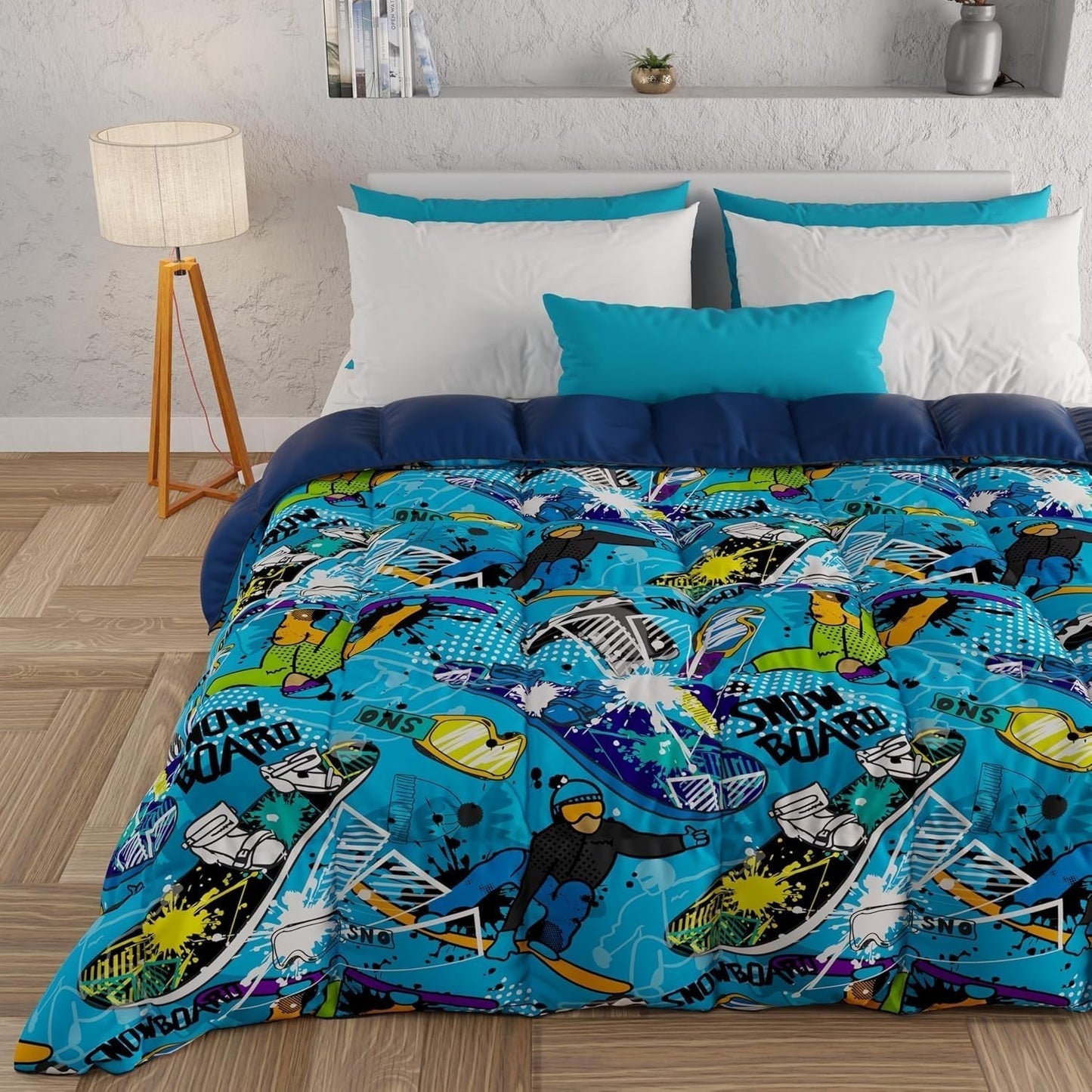 PETTI Artigiani Italiani - Vinterdyne, Vinterdyne, Enkel quilt, Dobbeltsidet, monofarvet og digitalt tryk, 100% hypoallergen mikrofiber, Made in Italy