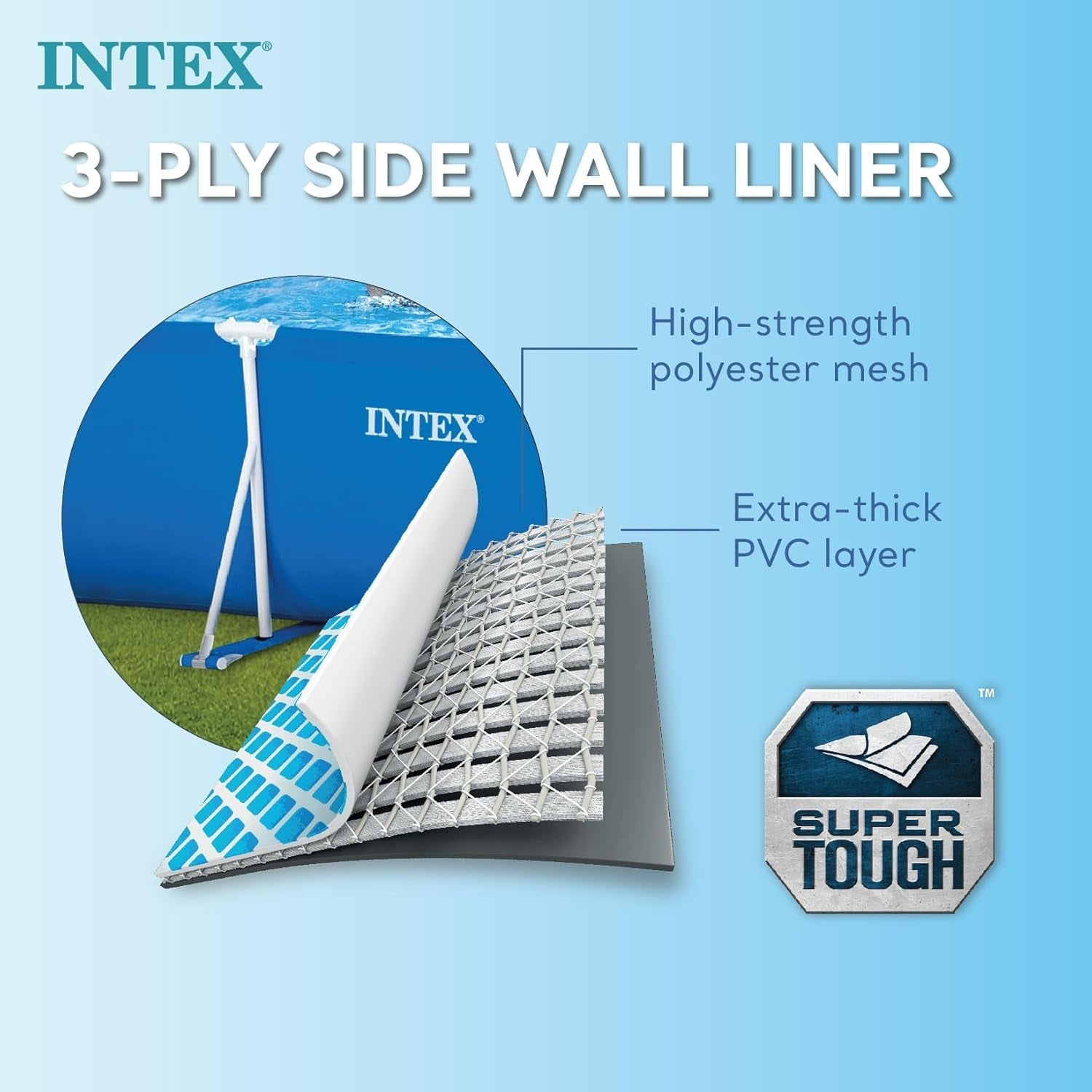 Intex 28271NP - Rektangulær overjordisk pool med ramme, 2282 L, stål og PVC, blå, 260x160x65 cm