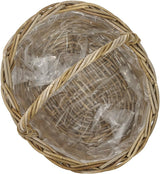 Dehner rattan blomsterkurv med hank, ca. 46 x 39 x 18 cm, rattan stof, grå/brun