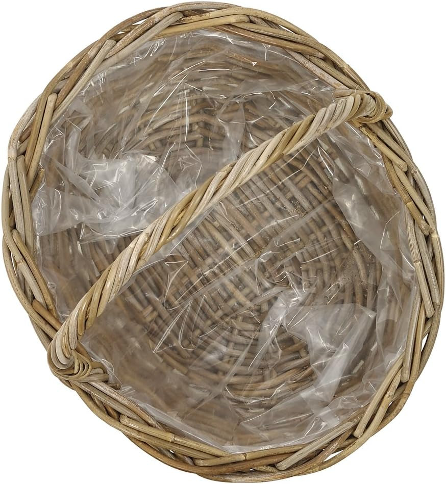 Dehner rattan blomsterkurv med hank, ca. 46 x 39 x 18 cm, rattan stof, grå/brun