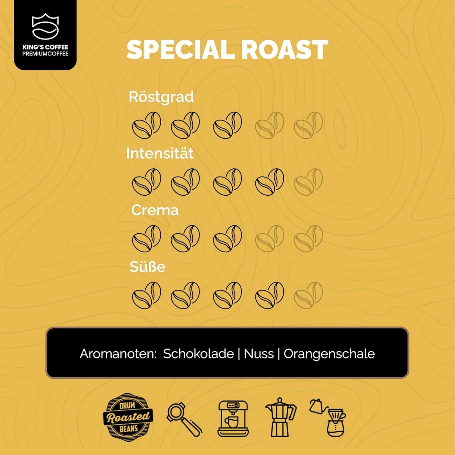 KING'S COFFEE - SÆRLIG RISTNING - 1 kg Barista Premium Espresso bønner - Kaffe med lav syreindhold - Lille batchristning i Italien - Den fineste Arabica-Robusta-blanding til fuldautomatiske og portafiltermaskiner