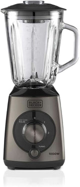 BLACK+DECKER Stand mixer | 500W | 2 hastigheder | Pulsfunktion | Glaskrug | 1,5L | Edelstahlmesser Mit 4 Klingen | Herausnehmbar Und Leicht Zu Reinigen | Weiß Und Grau Køkken Naty Shop 1000W Edelstahl