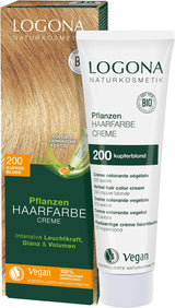 LOGONA Natural Cosmetics Plant Hair Color Cream 240 Nougat Brown, Naturlig farve til brunt hår med henna, farvecreme til brune toner, farvning til mørkt hår, 150ml Hårfarve Naty Shop 200 Blond kobber