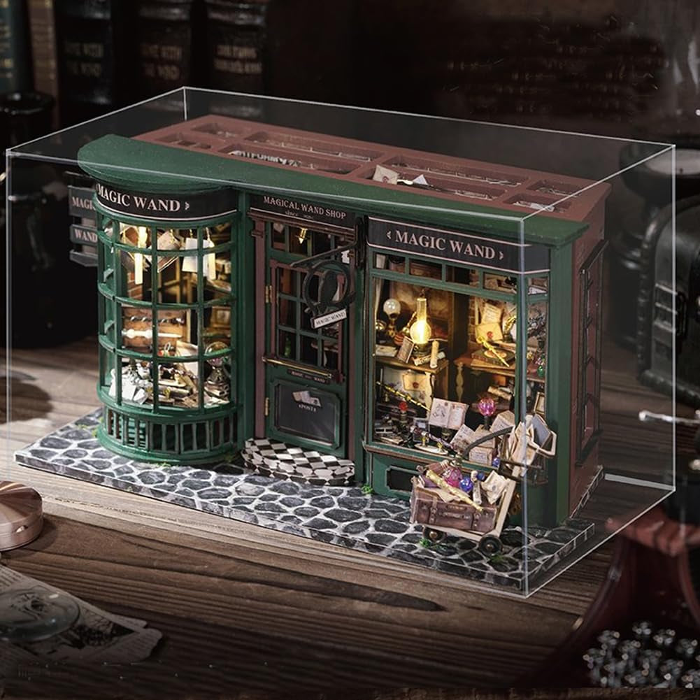 Magic Shop dukkehus med støvdæksel DIY Miniature dukkehus møbelsæt 1:24 Kreativ gave til børn Teenagere Fødselsdagsgave