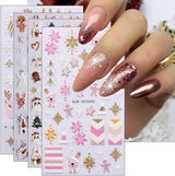 Jul 3D negle stickers 4 ark 5D negle stickers Stereoskopiske negle stickers dekorationer Negle Design Accessories