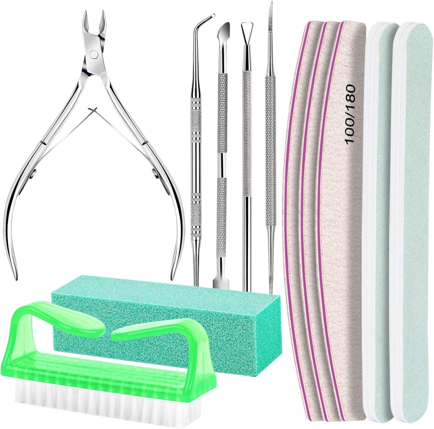 FANDAMEI Manicure Set, Buffer Für Nägel, Nagelfeile 100/180, Nagelfeilen Für Gelnägel, Nagelhautschieber, Buffer Für Gelnägel, Feilen Für Gelnägel, Nagelzange, Nagelfeilen Set, Maniküre & Pedicure Set