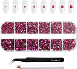 Beadsland 2500 stk Glas Nailart Strasssteine ​​​​Kristall Flatback Edelsteine ​​​​Runde, ​​Für Handwerk Gemischt 8 Größen SS4 ~ SS30 Mit Picking Pinzette Und Stift (Kristall Weiss)