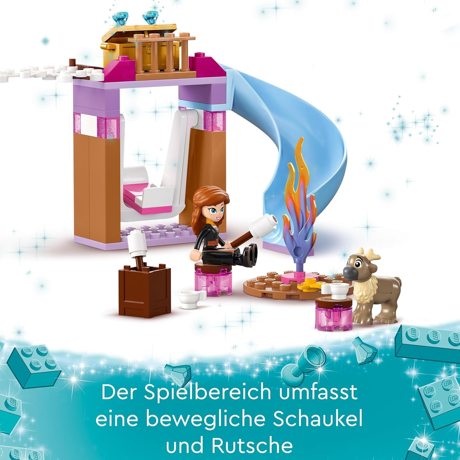 LEGO Disney Frosne Elsas Ispalads, Isdronningens Slot, Prinsesse ELSA og Anna dukkelegetøj, plus 2 dyrefigurer, fantastisk gave til 4-årige piger og drenge 43238 Byggesæt Besuche den LEGO-Store
