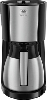 Melitta Enjoy Top Therm - Espressomaskine med filter og termokande i rustfrit stål, til op til 10 kopper kaffe, sort/rustfrit stål
