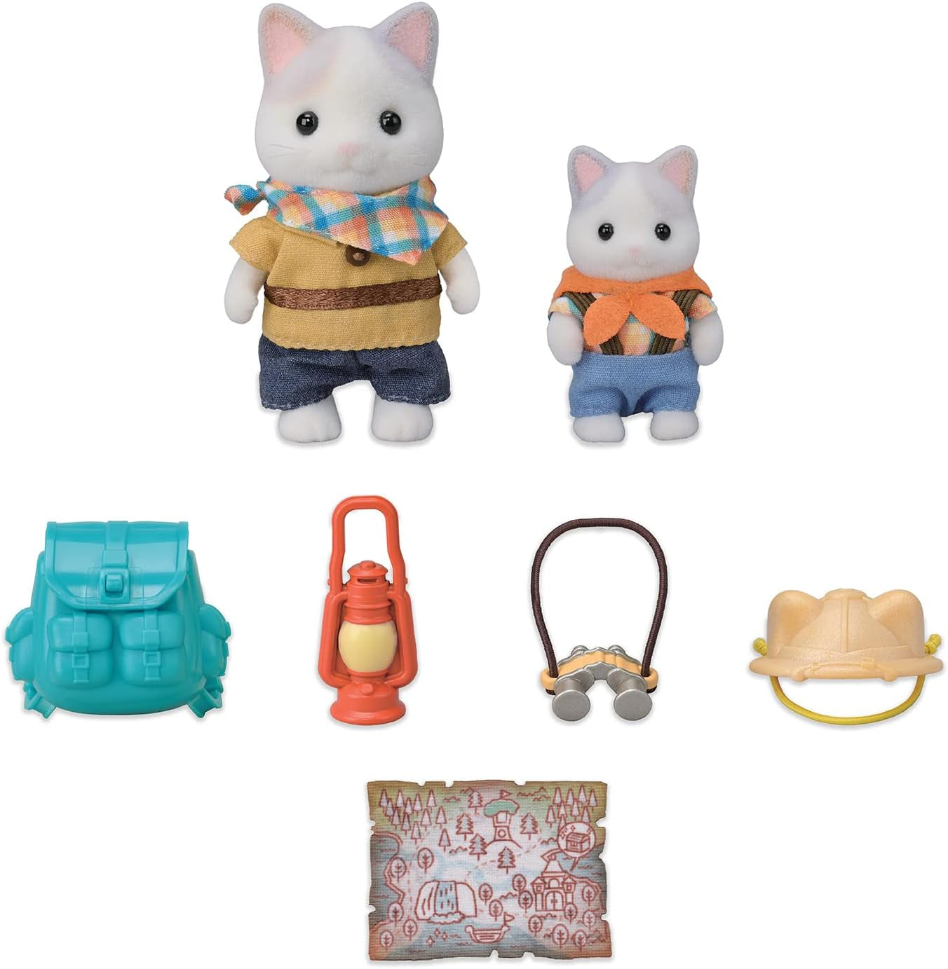 Sylvanian Families - 5763 Tofigur Adventure Explorer Sæt Mælke Kat Far Dreng Dyrefigur Detaljeret legetøj til 3 år gammelt Naty Shop Dukker