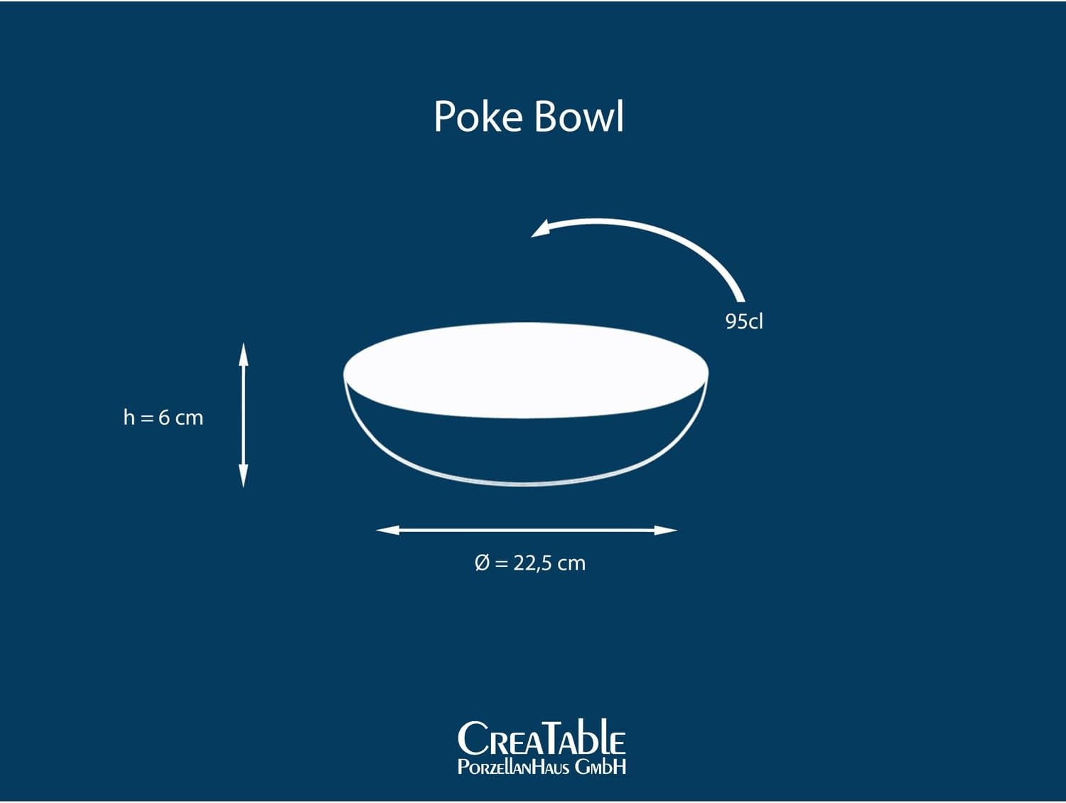 Creatable, 21683, Serie Nature Collection Water, 4-teiliges Geschirrset for 4 Personen, Poke Bowl fra Steinzeug, spülmaschinen- og mikrowellengeeignet, Qualitätsproduktion