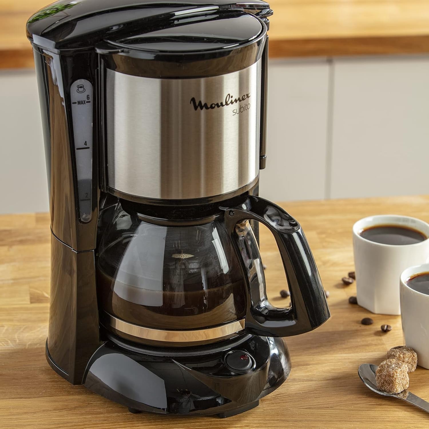 FG150813 Subito kaffemaskine, 6 kopper, Sort/rustfrit stål