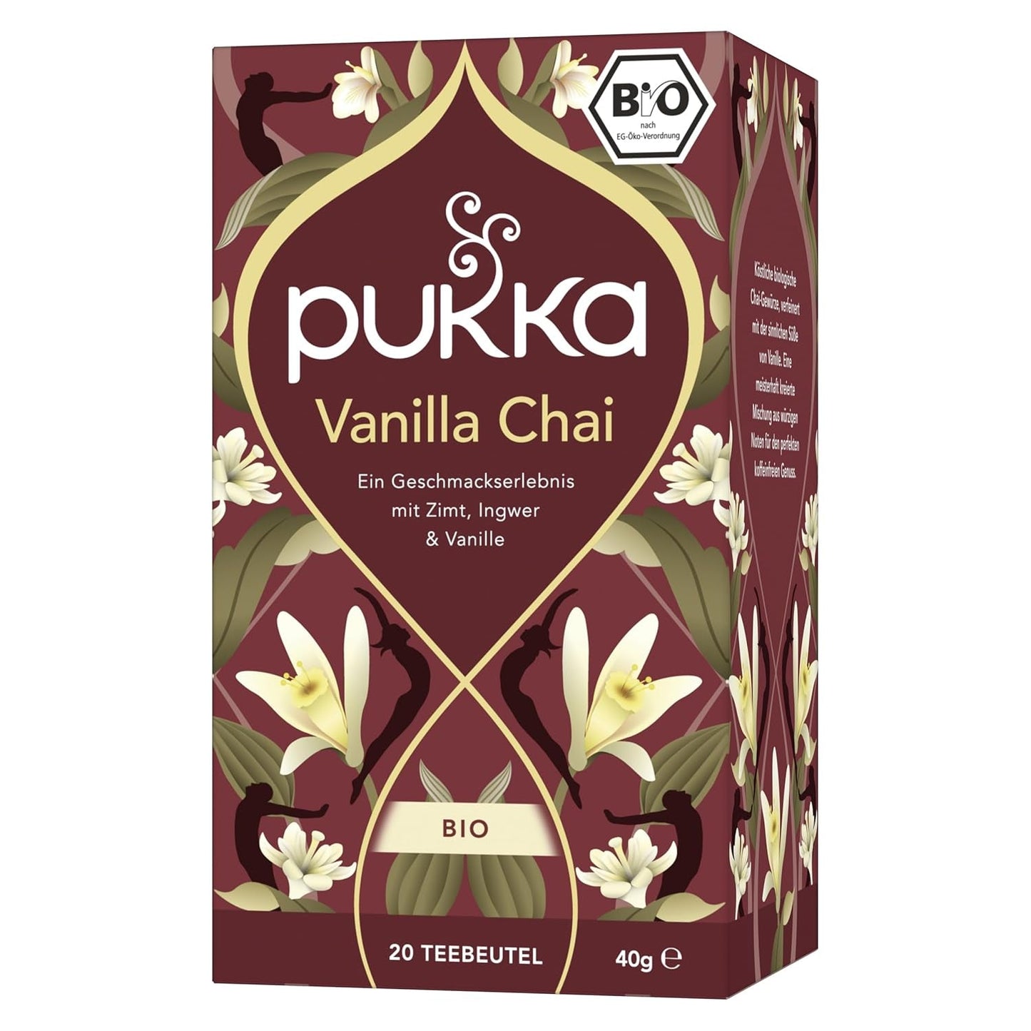 Pukka | Blanding af økologiske teer "Vanilla Chai" | Kanel, ingefær og vanilje | Te til en godbid med naturlig sødme | Pakke med 1 | 20 teposer