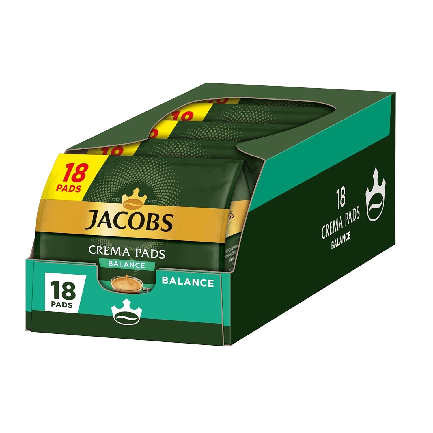 Jacobs Crema Balance Pads, Senseo kompatible Pads, 5 x 18 Getränke, 90 Kaffeepads