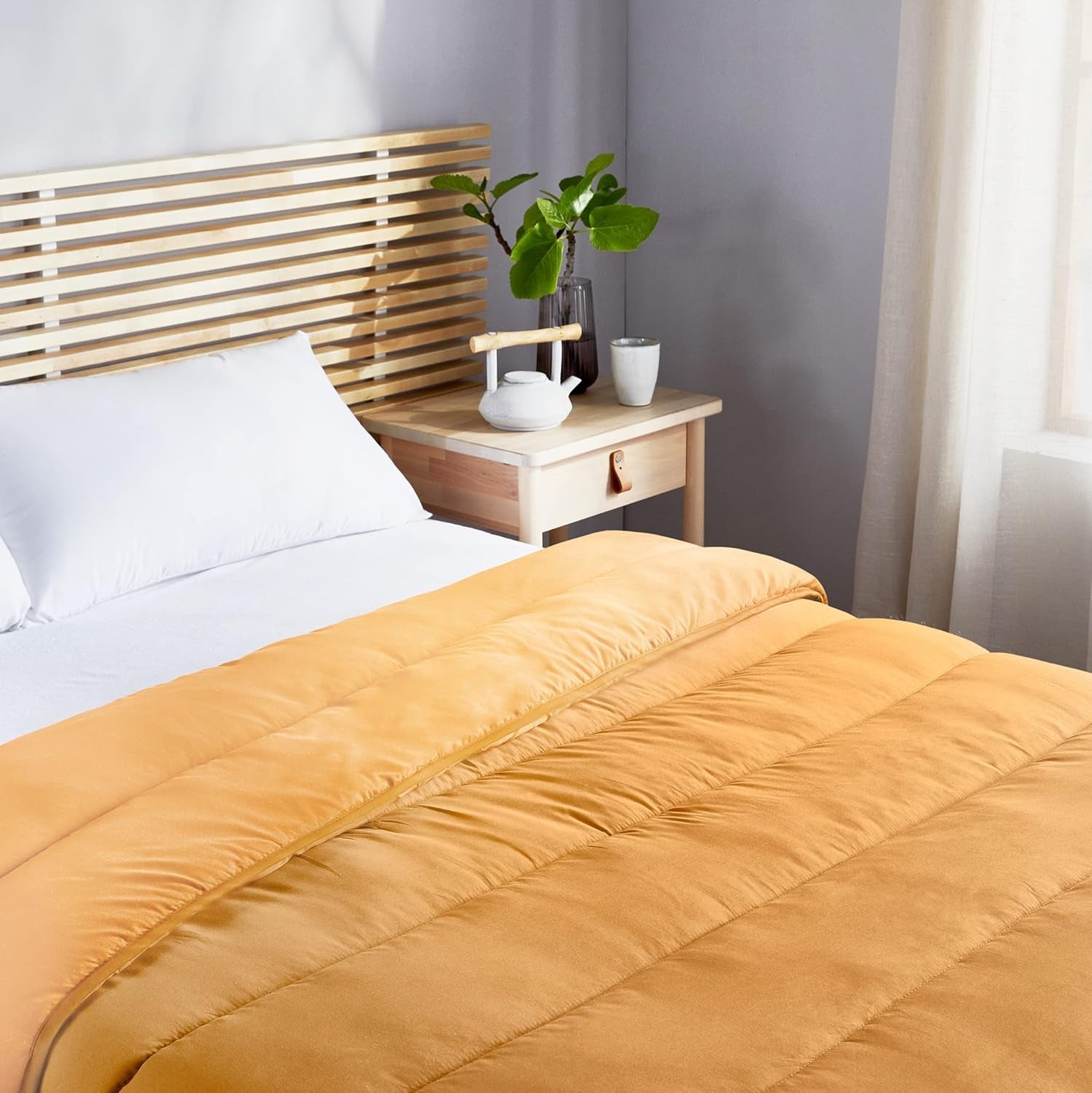 Pikolin Home - Vendbar quilt 300 G - Tofarvet nordisk fyld - Til seng 90 - behagelig, varm, åndbar, Mallow, 150 X 220 Cm Dyner og dyner Naty Shop