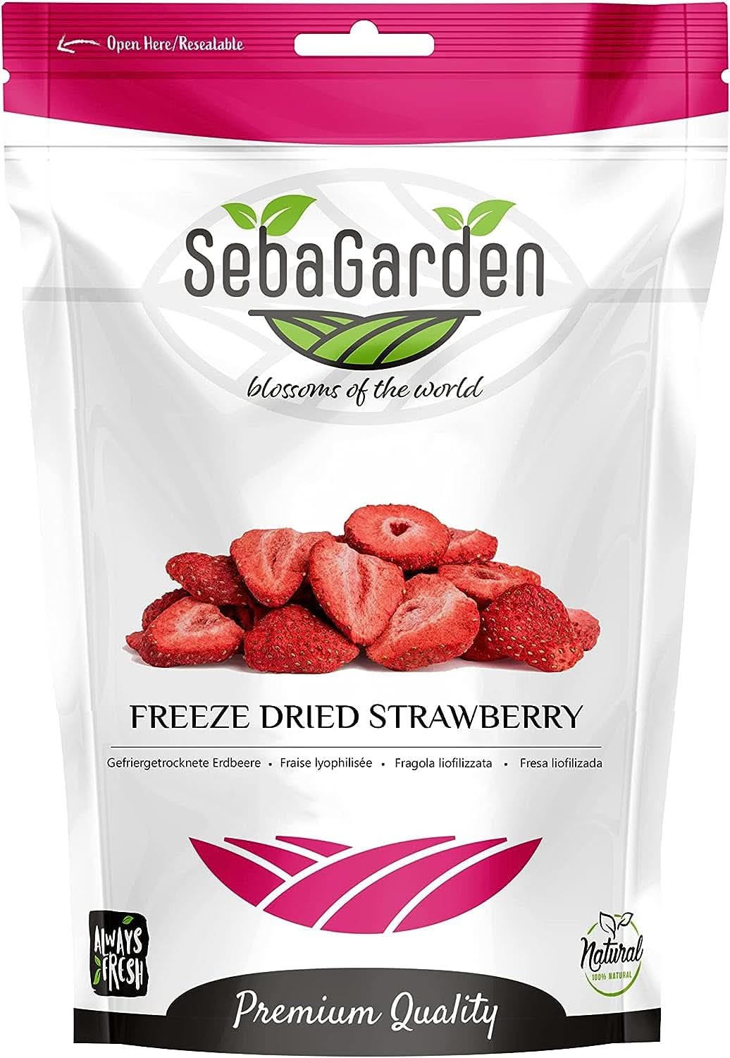 Seba Garden Premium Dehydreret Lækre Middelhavsjordbær Ikke-GMO og Vegan Naty Shop Dehydrerede produkter 400 G