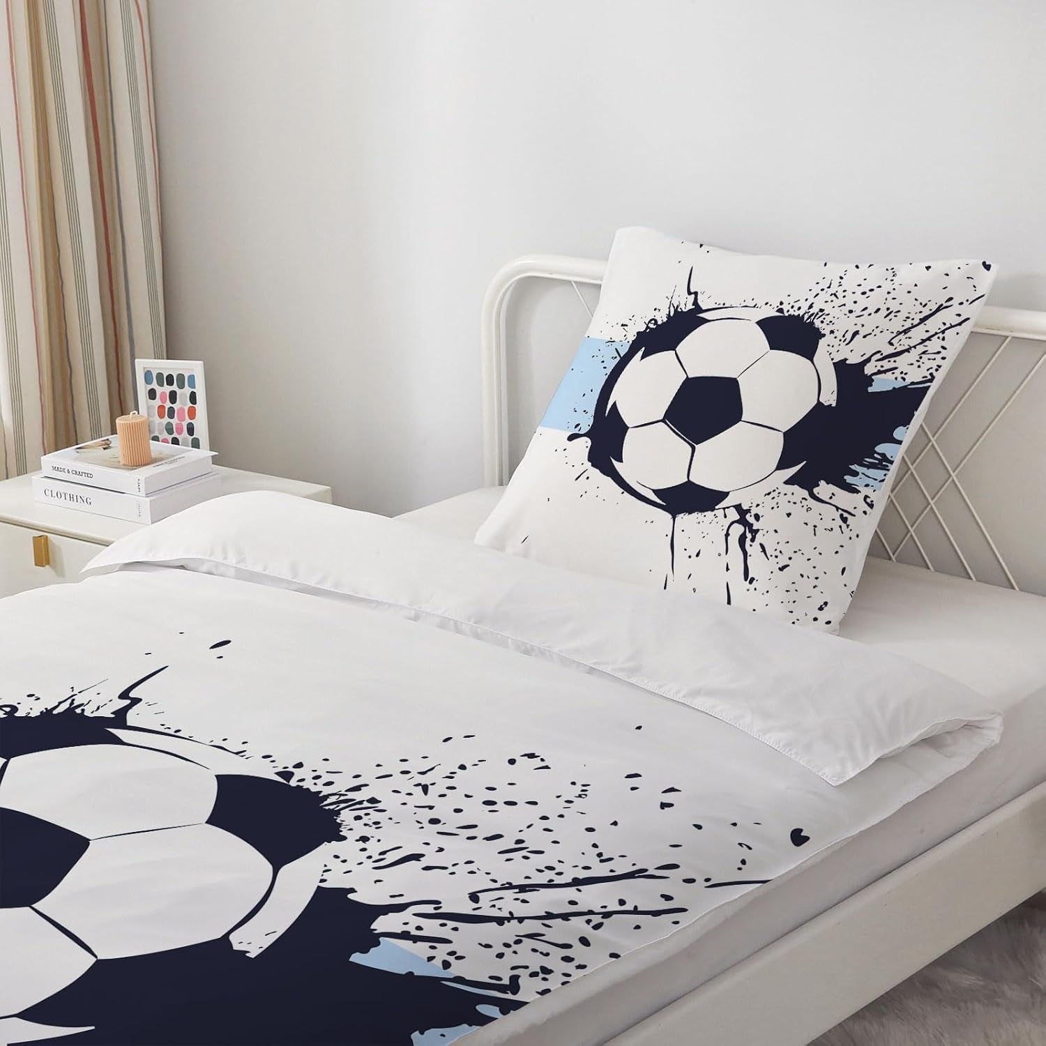 Sengetøj til drenge, fodbold, mikrofiber polyester Sengetøj - børn Naty Shop